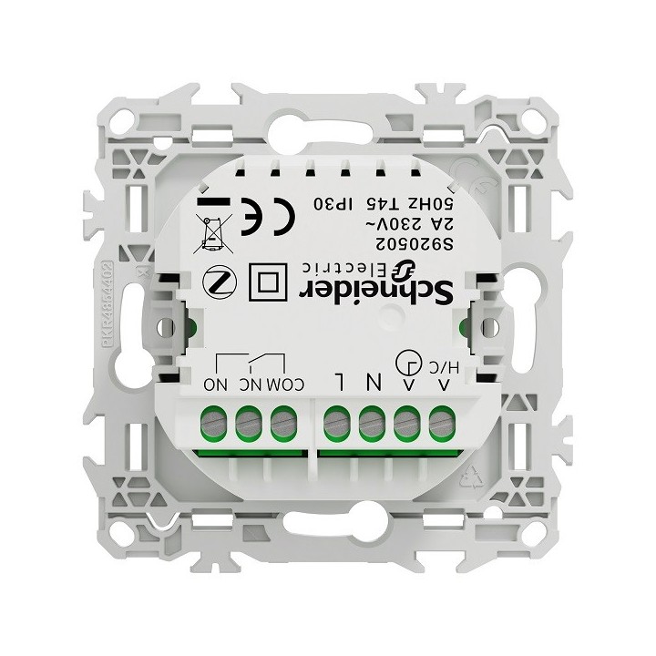 Schneider - Wiser Odace - thermostat connecté filaire 2A zigbee - blanc craie - Réf : S920502