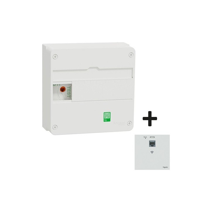 Schneider - Resi9 Coffret VDI 13M1R - grade 2TV basique - 4xRJ45 cat6 et prise RJ45 - Réf : R9H13401VDIM-P