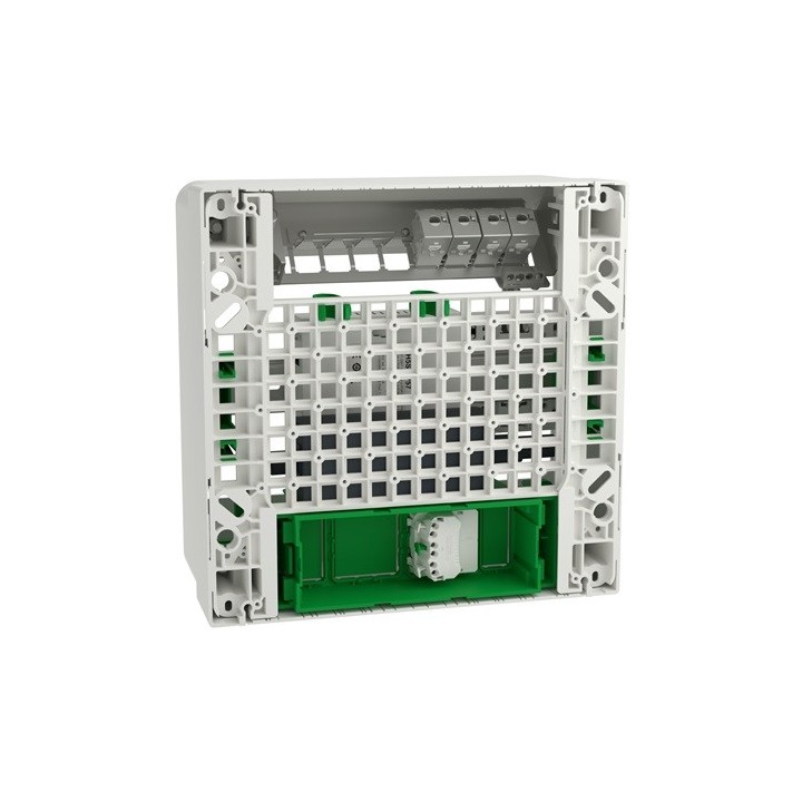 Schneider Resi9 Connect - Coffret VDI 13M1R - Switch 5ports PoE - Grade 3TV 4xRJ45 cat6a et prise RJ45 - Réf : R9H13401VDIXS-P