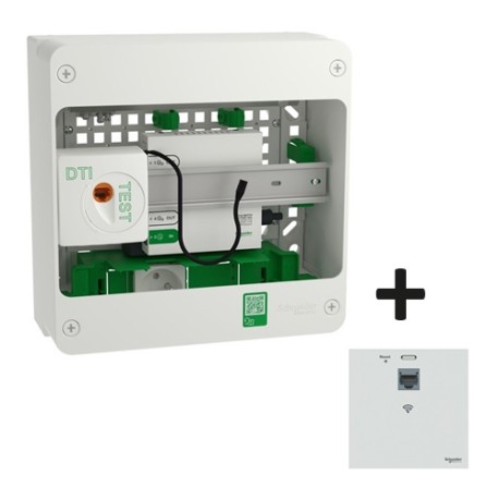 Schneider Resi9 Connect - Coffret VDI 13M1R - Switch 5ports PoE - Grade 3TV 4xRJ45 cat6a et prise RJ45 - Réf : R9H13401VDIXS
