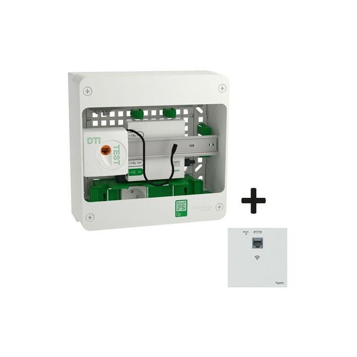 Schneider Resi9 Connect - Coffret VDI 13M1R - Switch 5ports PoE - Grade 3TV 4xRJ45 cat6a et prise RJ45 - Réf : R9H13401VDIXS