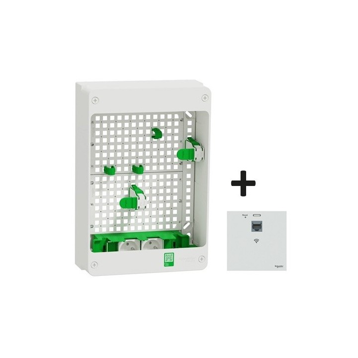 Schneider Resi9 Connect - Coffret VDI Box 13M2R - coffret support box operateur avec 2 prises + RJ45 - Réf : R9H13402VDIBOX-P