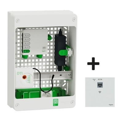 Schneider Resi9 Conct - Coffret VDI 13M2R - Switch 5ports PoE - 2 prises - Grade 3TV 6xRJ45 cat6a + RJ45 - Réf : R9H13402VDIXS-P