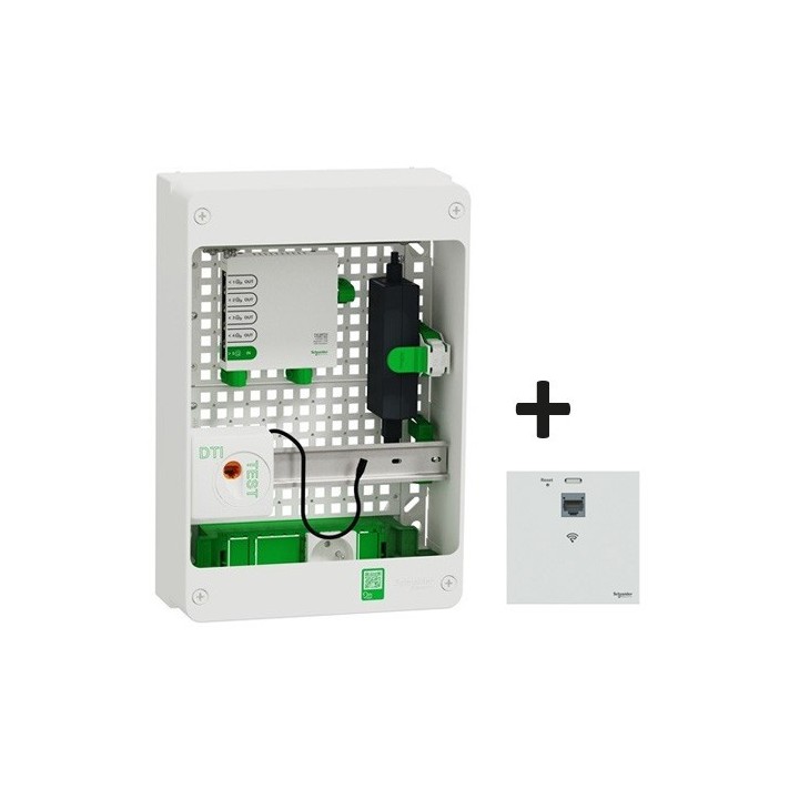 Schneider Resi9 Conct - Coffret VDI 13M2R - Switch 5ports PoE - 2 prises - Grade 3TV 6xRJ45 cat6a + RJ45 - Réf : R9H13402VDIXS-P