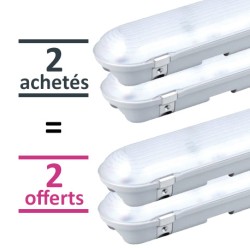 Miidex Lighting - 4 Boitiers étanches LED intégrées 4000°k 80W IP65 1532 x 103 DONT 2 OFFERTS - Réf : 7582(4)
