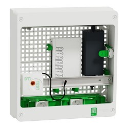Schneider - Resi9 Coffret VDI 18M2R - Switch 9ports PoE - 2 prises - Grade 3TV - 8 RJ45 cat6a - Réf : R9H18402VDIXS