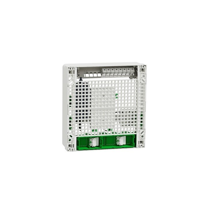 Schneider Resi9 Cnct - Coffret VDI 18M2R - Switch 9ports PoE - 2 P- Grade 3TV - 8 RJ45 cat6a + RJ45 - Réf : R9H18402VDIXS-P