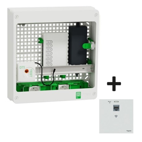 Schneider Resi9 Cnct - Coffret VDI 18M2R - Switch 9ports PoE - 2 P- Grade 3TV - 8 RJ45 cat6a + RJ45 - Réf : R9H18402VDIXS-P