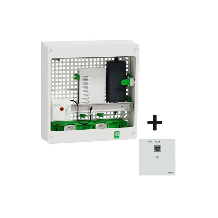 Schneider Resi9 Cnct - Coffret VDI 18M2R - Switch 9ports PoE - 2 P- Grade 3TV - 8 RJ45 cat6a + RJ45 - Réf : R9H18402VDIXS-P