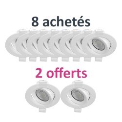 Miidex Lighting - 10 Spots LED Orientable dont 2 GRATUITS - 7W 4000K Dimmable - Réf : 100164