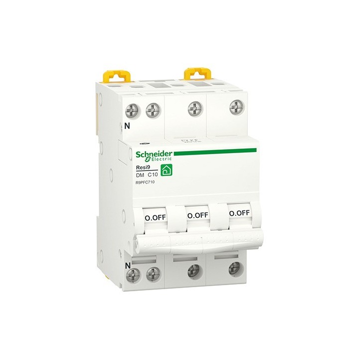 Schneider - Resi9 - disjoncteur modulaire - 3P+N - 10A - courbe C - peignable - Réf : R9PFC710