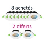 Miidex Lighting - 10 Spots LED dont 2 GRATUITS - CCT BBC orientable 4-6W 3000/4000/5000/6500K - Dimmable - Réf : 100860