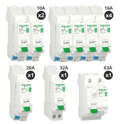 Schneider - Resi9 XE - Lot de 8 disjoncteurs + 1 interrupteur différentiel 63A - Embrochable - Pour T3 - Réf : R9ERC263-P