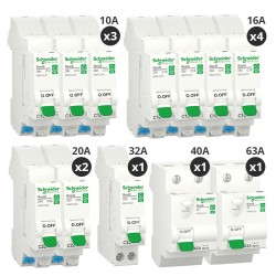 Schneider - Resi9 XE - Lot de 10 disjoncteurs + 2 interrupteurs différentiels 40A+63A - Embrochable - Pour T4 - Réf: R9ERA240-P