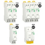 Schneider - Resi9 XP - Lot de 6 disjoncteurs + 1 interrupteur différentiel 40A - Peignable - Pour T2 - Réf : R9PRC240-P