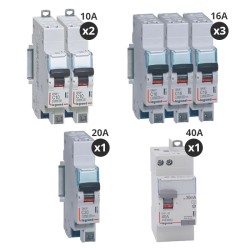 Legrand - Lot de 6 disjoncteurs + 1 interrupteur différentiel 40A - Type AC - Automatique - Pour T2 - Réf : 411632-P