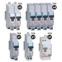 Legrand - Lot de 8 disjoncteurs + 1 interrupteur différentiel 63A - Type AC - Automatique - Pour T3 - Réf : 411650-P