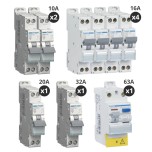 Hager - Lot de 8 disjoncteurs + 1 interrupteur différentiel 63A - Type AC - A vis - Pour T3 - Réf : CDC764F-P