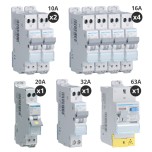 Hager - Lot de 8 disjoncteurs + 1 interrupteur différentiel 63A - Type AC - Automatique - Pour T3  - Réf : CDS764F-P