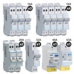 Hager - Lot de 10 disjoncteurs + 2 interrupteurs différentiels 40A+63A - Type AC + A - Auto - Pour T4 - Réf : CDS743F-P