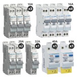 Hager - Lot de 10 disjoncteurs + 2 interrupteurs différentiels 40A+63A - Type AC + A - A vis - Pour T4 - Réf : CDA743F-P