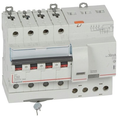 Legrand - Disjoncteur différentiel monobloc DX³6000 10kA arrivée haute départ bas à vis 4P 400V~ - 50A - Type AC - Réf : 411191
