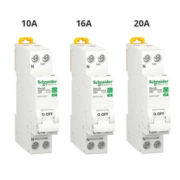Schneider - Resi9 XP - Lot de 36 Disjoncteurs 10A / 16A / 20A - 1P+N - Courbe C - Peignables - Réf : R9PFC610(36)