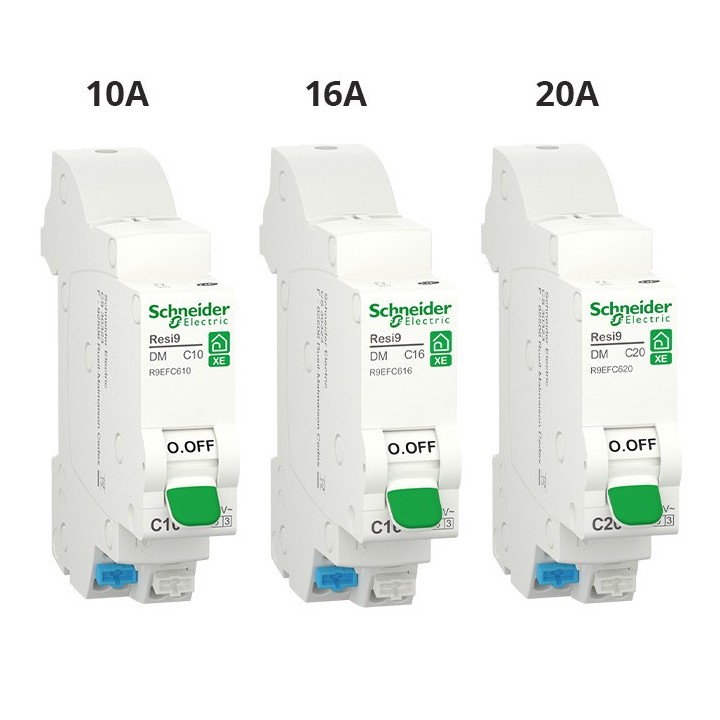 Schneider - Resi9 XE - Lot de 36 Disjoncteurs 10A / 16A / 20A - 1P+N - Courbe C - Embrochables - Réf : R9EFC610(36)
