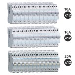 Hager - Lot de 36 Disjoncteurs 10A / 16A / 20A - 1P+N 3kA - Courbe C - Auto - Réf : MFS710(36)