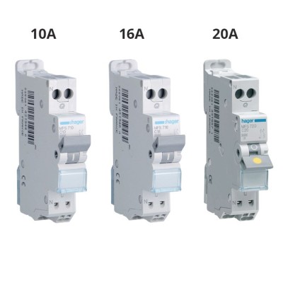 Hager - Lot de 36 Disjoncteurs 10A / 16A / 20A - 1P+N 3kA - Courbe C - Auto - Réf : MFS710(36)