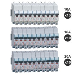 Legrand - Lot de 30 Disjoncteurs 10A / 16A / 20A - DNX³ 4500 - auto/auto - 6kA - courbe C - 1 module - Réf : 406782(30)