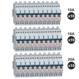 Legrand - Lot de 30 Disjoncteurs 10A / 16A / 20A DNX³ 4500 - vis/vis - 6kA - courbe C - 1 module - Réf : 406773(30)
