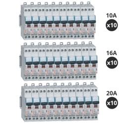 Legrand - Lot de 30 Disjoncteurs 10A / 16A / 20A DNX³ 4500 - vis/vis - 6kA - courbe C - 1 module - Réf : 406773(30)