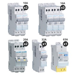 Hager - Lot de 8 disjoncteurs + 1 interrupteur différentiel 63A - Type AC - Auto - Réf : CDS764F-P