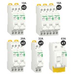 Schneider - Resi9 XP - Lot de 8 disjoncteurs + 1 interrupteur différentiel 63A - Peignables - Réf : R9PRC263-P