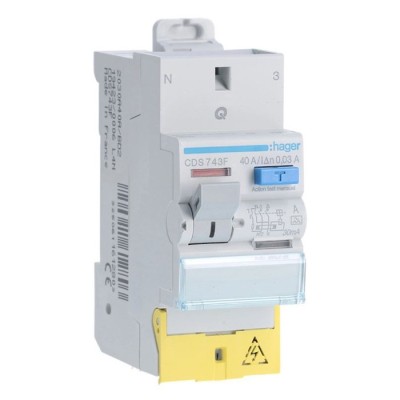 Hager - Interrupteur différentiel 40A 30mA type A Auto - Réf : CDS743F