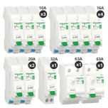 Schneider - Resi9 XE - Lot de 10 disjoncteurs + 2 interrupteurs diff 40A Type A + 63A Type AC - Embrochables - Réf : R9ERA240-P