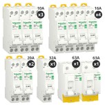 Schneider - Resi9 XP - Lot de 10 disjoncteurs + 2 interrupteurs diff 63A Type A + 63A Type AC - Peignables - Réf : R9PRA263-P
