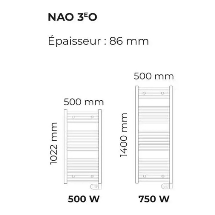 Intuis - Radiateur sèche serviettes fluide - Nao 3EO - 500W - Blanc - Réf : M190311