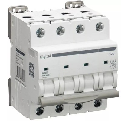 Digital Electric - Disjoncteur 4x25A - Courbe D - 6kA - Réf : 02104