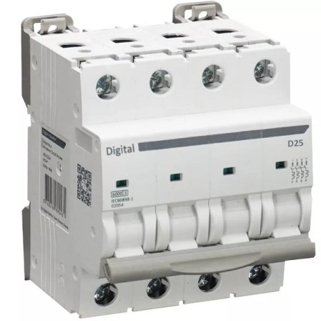 Digital Electric - Disjoncteur 4x25A - Courbe D - 6kA - Réf : 02104