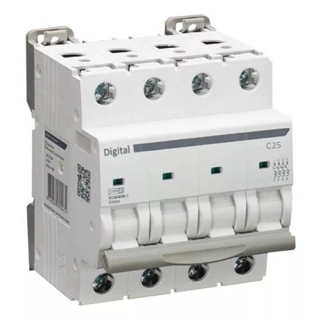 Digital Electric - Disjoncteur 4x25A - Courbe C - 10kA - Réf : 02168
