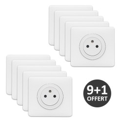 Legrand Céliane - Lot de 10 prises complètes 2P+T blanches - Finition affleurante - Réf : 099560(10)