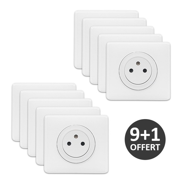 Legrand Céliane - Lot de 10 prises complètes 2P+T blanches - Finition affleurante - Réf : 099560(10)