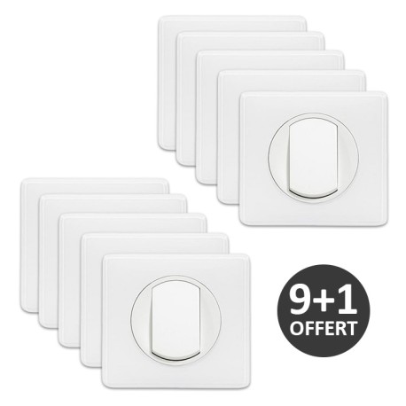Legrand Céliane - Lot de 10 Va et Vient complets blancs dont 1 OFFERT - 10A - Réf : 099565(10)