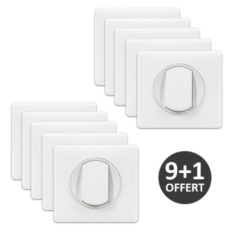 Legrand Céliane - Lot de 10 Boutons Poussoirs complets blancs - 6A - Réf : 099570(10)