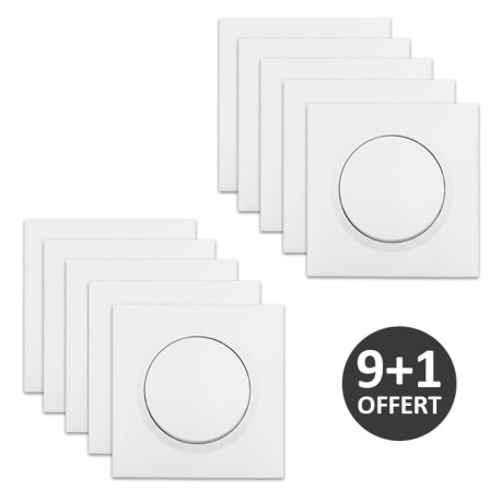 Legrand - Lot de 10 Interrupteurs ou va-et-vient complets blancs à griffes dont 1 OFFERT - Dooxie One - 10AX - Réf : 600701