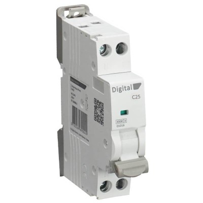 Digital Electric - Disjoncteur Phase + Neutre 25A - Courbe C - 4,5 kA - Réf : 01025