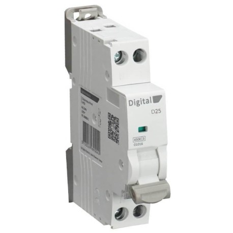 Digital Electric - Disjoncteur Phase + Neutre 25A - Courbe D - 4,5 kA - Réf : 01225