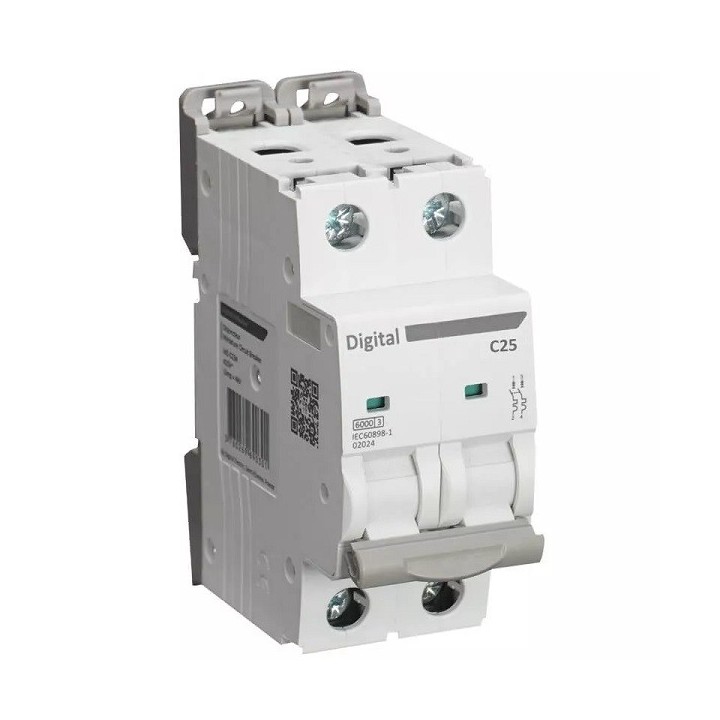 Digital Electric - Disjoncteur 2x25A - Courbe C - 6 kA - Réf : 02016